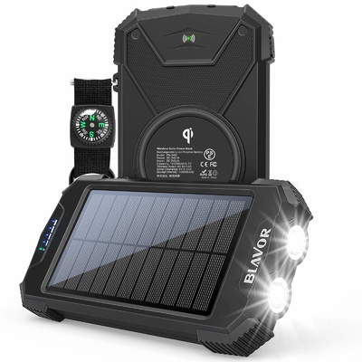Telefon ve Dizüstü Bilgisayar İçin Qi Kablosuz 10000mAh Taşınabilir Şarj Güneş Enerjisi Bankası