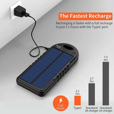 18W 10000mAh Güneş Enerjili Güç Bankası USB C Şarj Cihazı OEM
