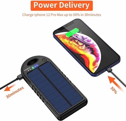 18W 10000mAh Güneş Enerjili Güç Bankası USB C Şarj Cihazı OEM