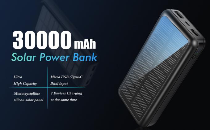 IPhone için IPX5 Güneş Enerjili Taşınabilir Şarj Cihazı 30000mAh Pil Paketi 0